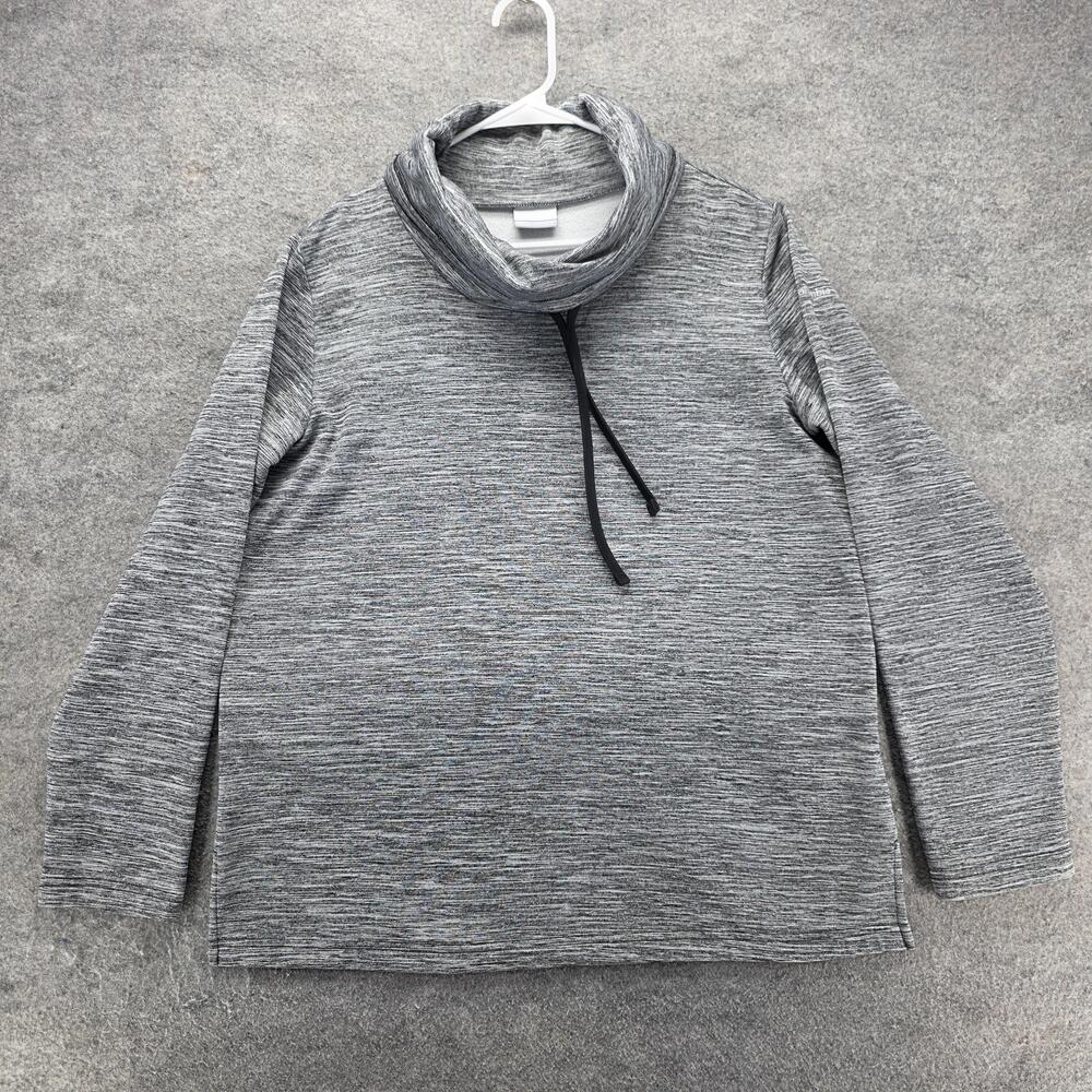 Columbia Sweatshirt Womens L Gray Pullover High Neck Drawstring Fleece